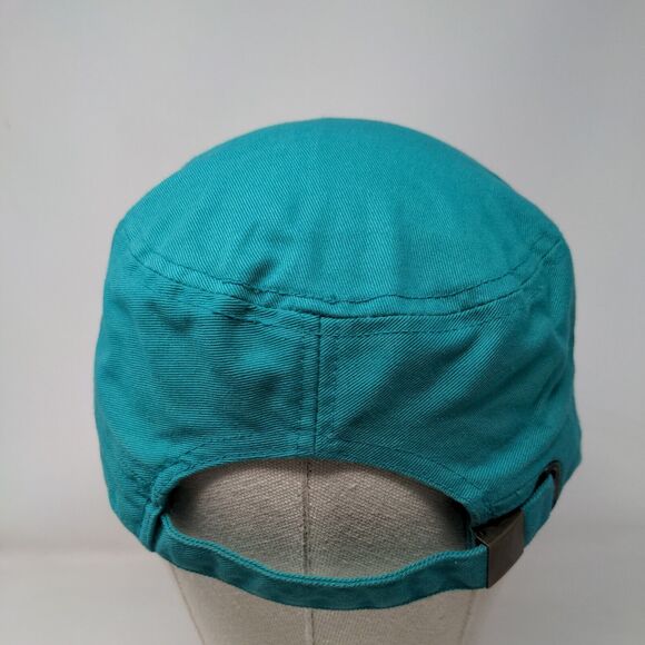 Cancer Awareness Pink Ribbon Cadet Army Cap Greenish-Blue One Size Distressed - Picture 6 of 8